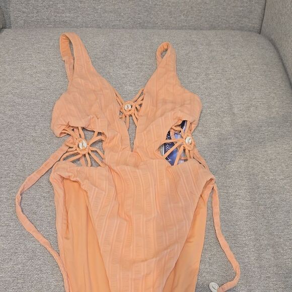 Isabella Rose Champagne Maillot Swimsuit - Picture 3 of 14